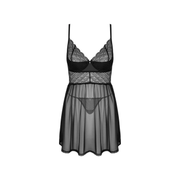 Babydoll i stringi Obsessive Chemeris czarny M/L