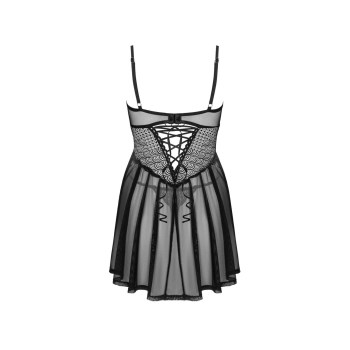 Babydoll i stringi Obsessive Chemeris czarny M/L