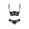 Komplet bielizny erotycznej Obsessive Chic Amoria otwarty czarny XS/S