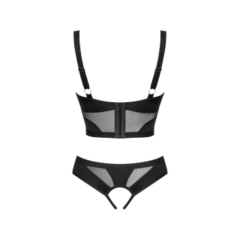 Komplet bielizny erotycznej Obsessive Chic Amoria otwarty czarny XS/S