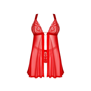Koronkowe babydoll i stringi Elianes Obsessive czerwone XS/S