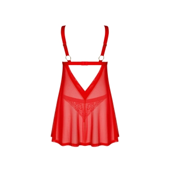Koronkowe babydoll i stringi Elianes Obsessive czerwone XS/S