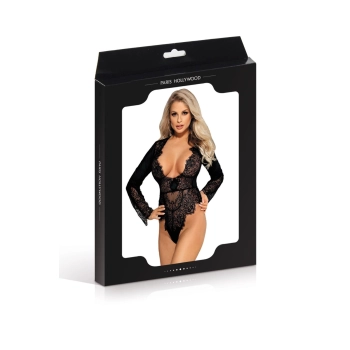 Body z długim rękawem Paris Hollywood R80400 czarne