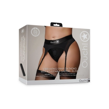 Vibrating Strap-on Thong with Adjustable Garters - XL/XXL