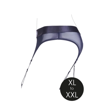 Vibrating Strap-on Thong with Adjustable Garters - XL/XXL