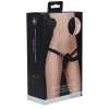 Wibrujący strapon silikonowy Ouch żebrowany regulowany czarny 15,5 cm