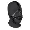 Head Harness with Breathable Ball Gag and Nose Hooks - Black