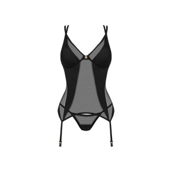 Gorset i stringi Nesari Obsessive czarne XS/S