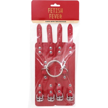 Fetish Fever - Cuffs with two buckles - Red