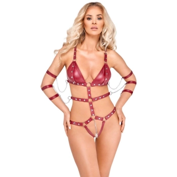 Body z paskami Bad Kitty czerwone XL
