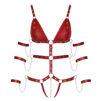 Body z paskami Bad Kitty czerwone XL
