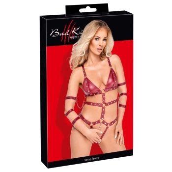 Body z paskami Bad Kitty czerwone XL