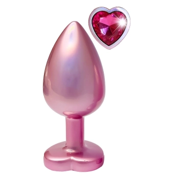 Korek analny aluminiowy Gleaming Love różowy z serduszkiem duży