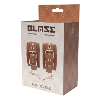 Kajdanki Blaze Elite koniakowe ze skóry PU Dream Toys