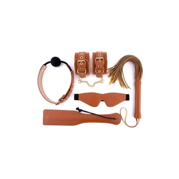 Zestaw BDSM Blaze Elite Dream Toys cognac ze skóry wegańskiej