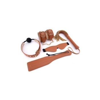 Zestaw BDSM Blaze Elite Dream Toys cognac ze skóry wegańskiej