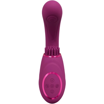 Gen - Rechargeable Triple Action G-Spot Vibrator with Pulse Wave  and Vibrating Bristles - Pink