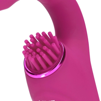 Gen - Rechargeable Triple Action G-Spot Vibrator with Pulse Wave  and Vibrating Bristles - Pink