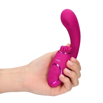 Gen - Rechargeable Triple Action G-Spot Vibrator with Pulse Wave  and Vibrating Bristles - Pink