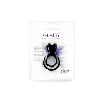 Podwójny pierścień erekcyjny Glamy czarny silikonowy 30 mm