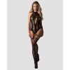 Bodystocking Obsessive F240 czarny z motywem roślinnym S/M/L