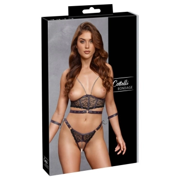 Komplet bondage Cottelli BONDAGE czarny fioletowy M
