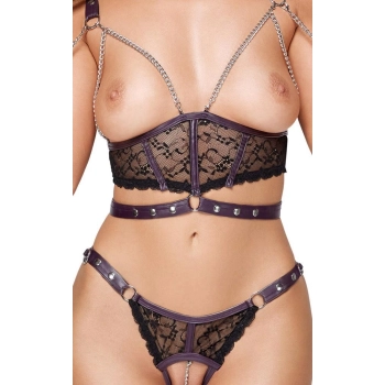 Komplet bondage Cottelli BONDAGE czarny fioletowy M