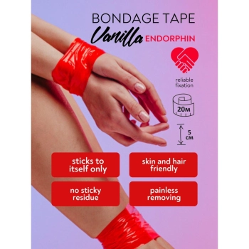 Taśma bondage Vanilla czerwona PVC 20 m 5 cm
