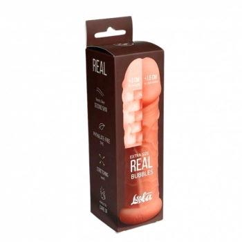 Przedłużka na penisa Real Extra Size bąbelkowa 15,5 cm