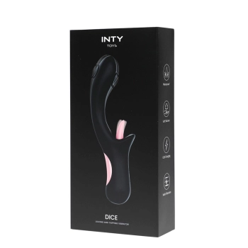 Silikonowy wibrator Dice z lizaniem i stukaniem INTY Toys USB
