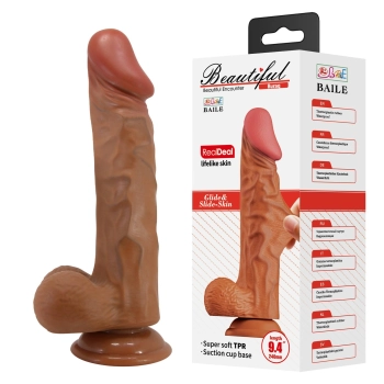 Dildo realistyczne Baile BURAQ zakrzywione super miękkie TPR 24 cm