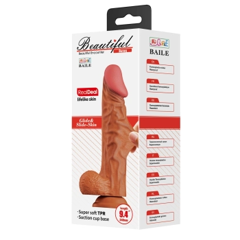 Dildo realistyczne Baile BURAQ zakrzywione super miękkie TPR 24 cm