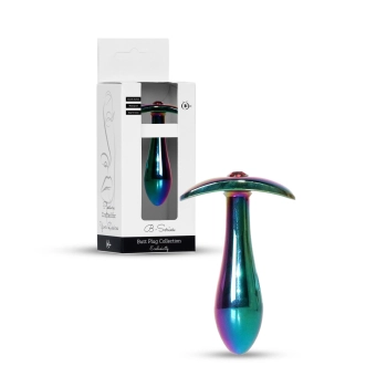 Stalowy korek analny z czerwonym diamencikiem HeavyFun S 8 cm