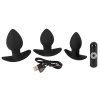 Zestaw plugów analnych wibrujących Black Velvets silikonowy USB 3 sztuki