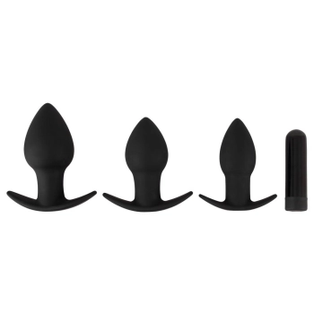 Zestaw plugów analnych wibrujących Black Velvets silikonowy USB 3 sztuki
