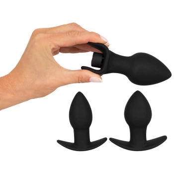 Zestaw plugów analnych wibrujących Black Velvets silikonowy USB 3 sztuki