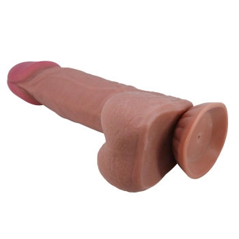 Dildo realistyczne Baile z przesuwaną skórą giętkie 22 cm przyssawka