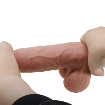 Dildo realistyczne Baile z przesuwaną skórą giętkie 22 cm przyssawka