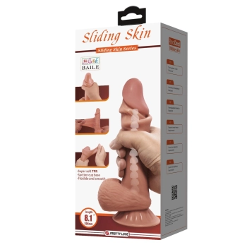 Dildo realistyczne Baile z przesuwaną skórą giętkie 22 cm przyssawka
