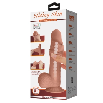 Dildo realistyczne Baile Sliding Skin giętkie z przyssawką 21 cm
