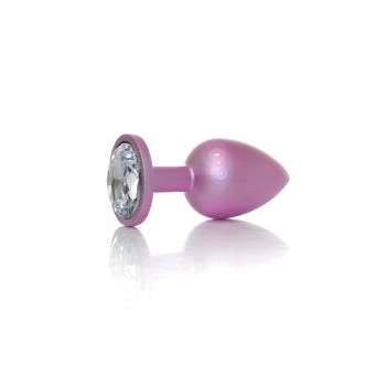 Stalowy korek analny z diamentem różowy HeavyFun 9 cm