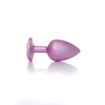 Stalowy korek analny z diamentem różowy HeavyFun 9 cm