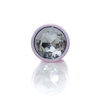 Stalowy korek analny z diamentem różowy HeavyFun 9 cm
