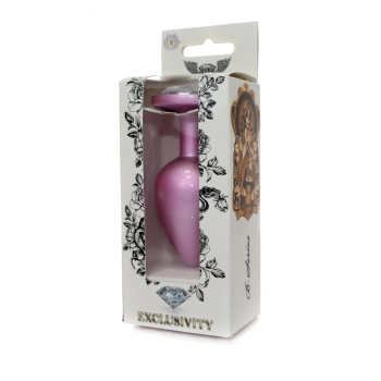 Stalowy korek analny z diamentem różowy HeavyFun 9 cm