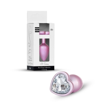 Biżuteryjny korek analny HeavyFun różowy z diamentem 7 cm
