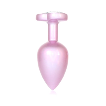 Biżuteria analna stalowa z diamencikiem różowym 9 cm