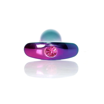 Korek analny stalowy z diamencikiem różowy M HeavyFun 9 cm