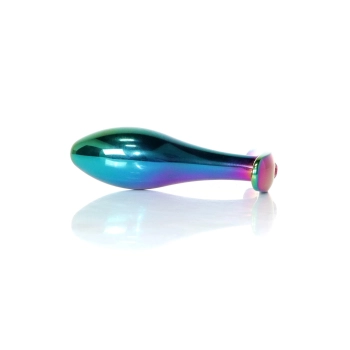 Korek analny stalowy z diamencikiem różowy M HeavyFun 9 cm