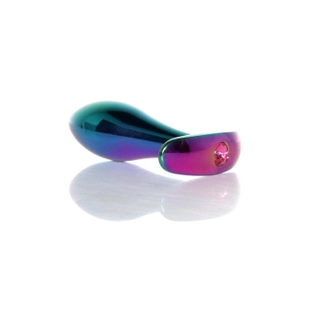 Korek analny stalowy z diamencikiem różowy M HeavyFun 9 cm