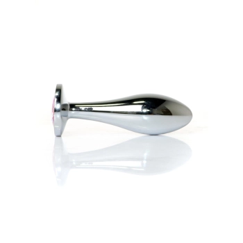 Korek analny ze stali nierdzewnej z diamencikiem HeavyFun srebrny 9 cm